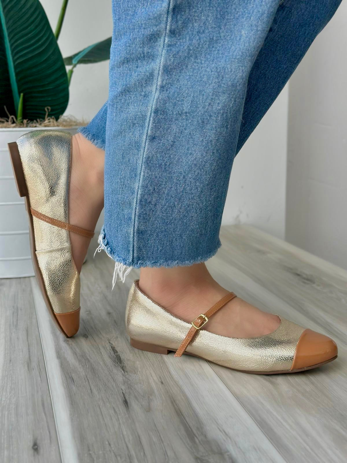Natty gold ballerina 7,8 - Stela The Shoetique