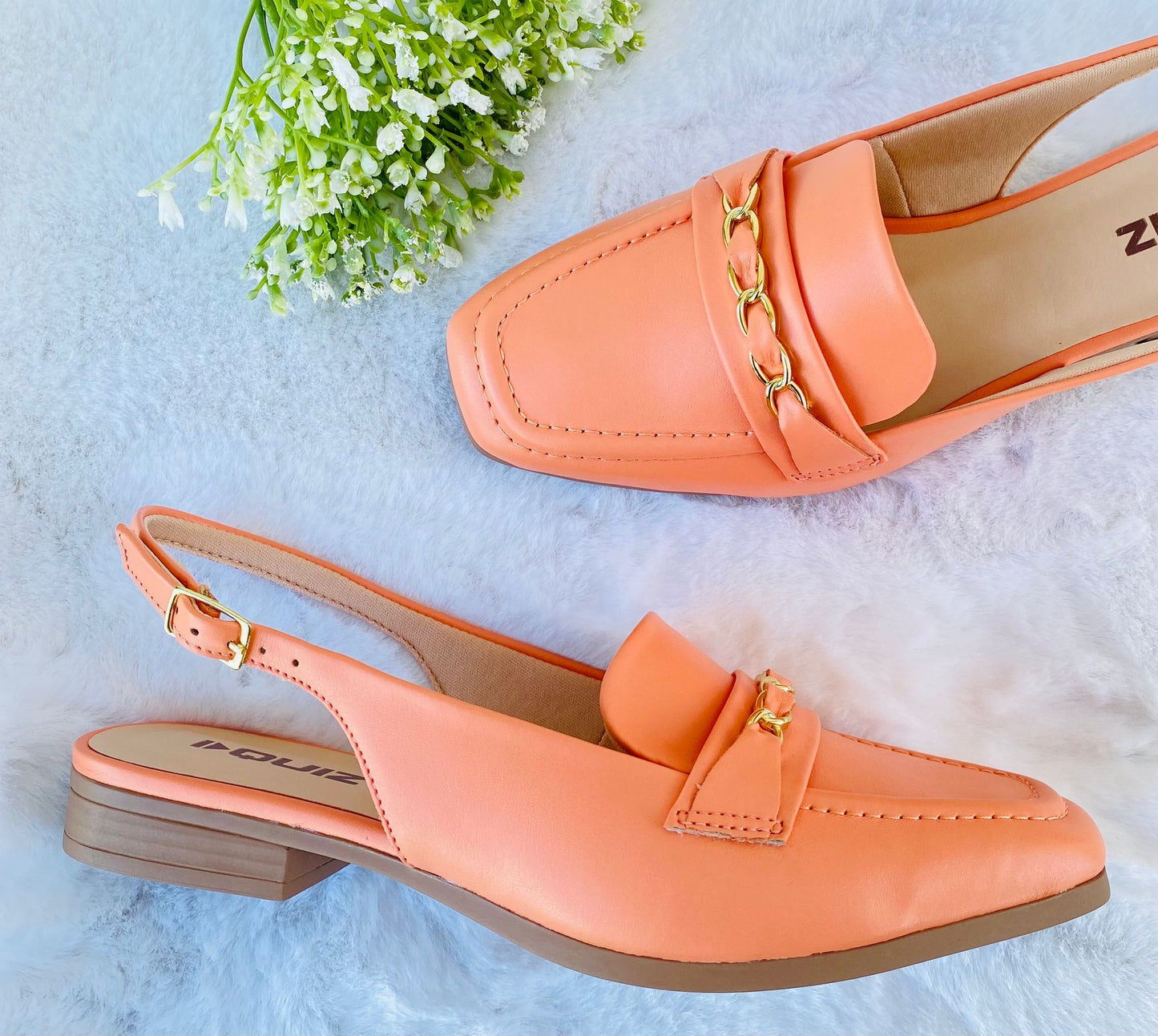 CHAIN DETAIL PEACH SLINGBACK 3161-06
