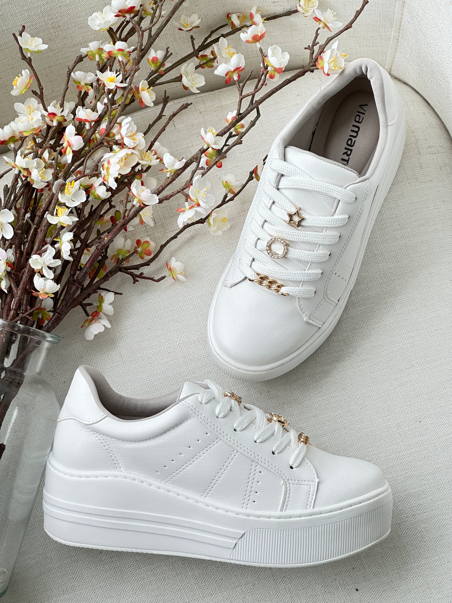 WHITE PLATFORM SNEAKER 8002-01
