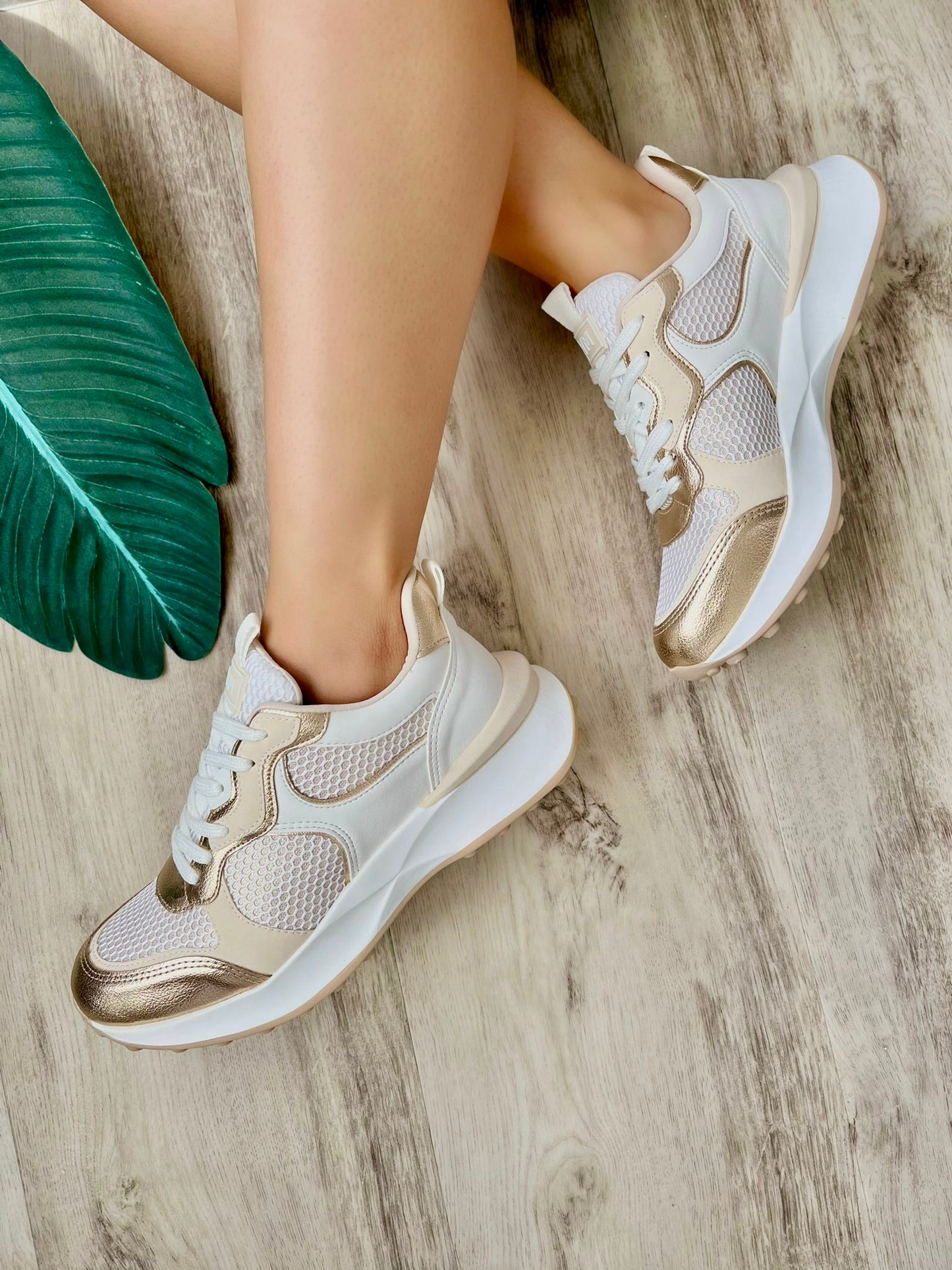 Minne Golden White Sneaker - Stela The Shoetique