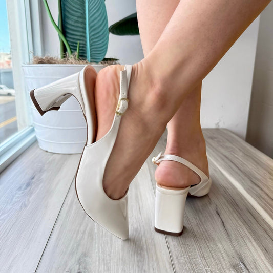 Karen white heel 7,8 - Stela The Shoetique