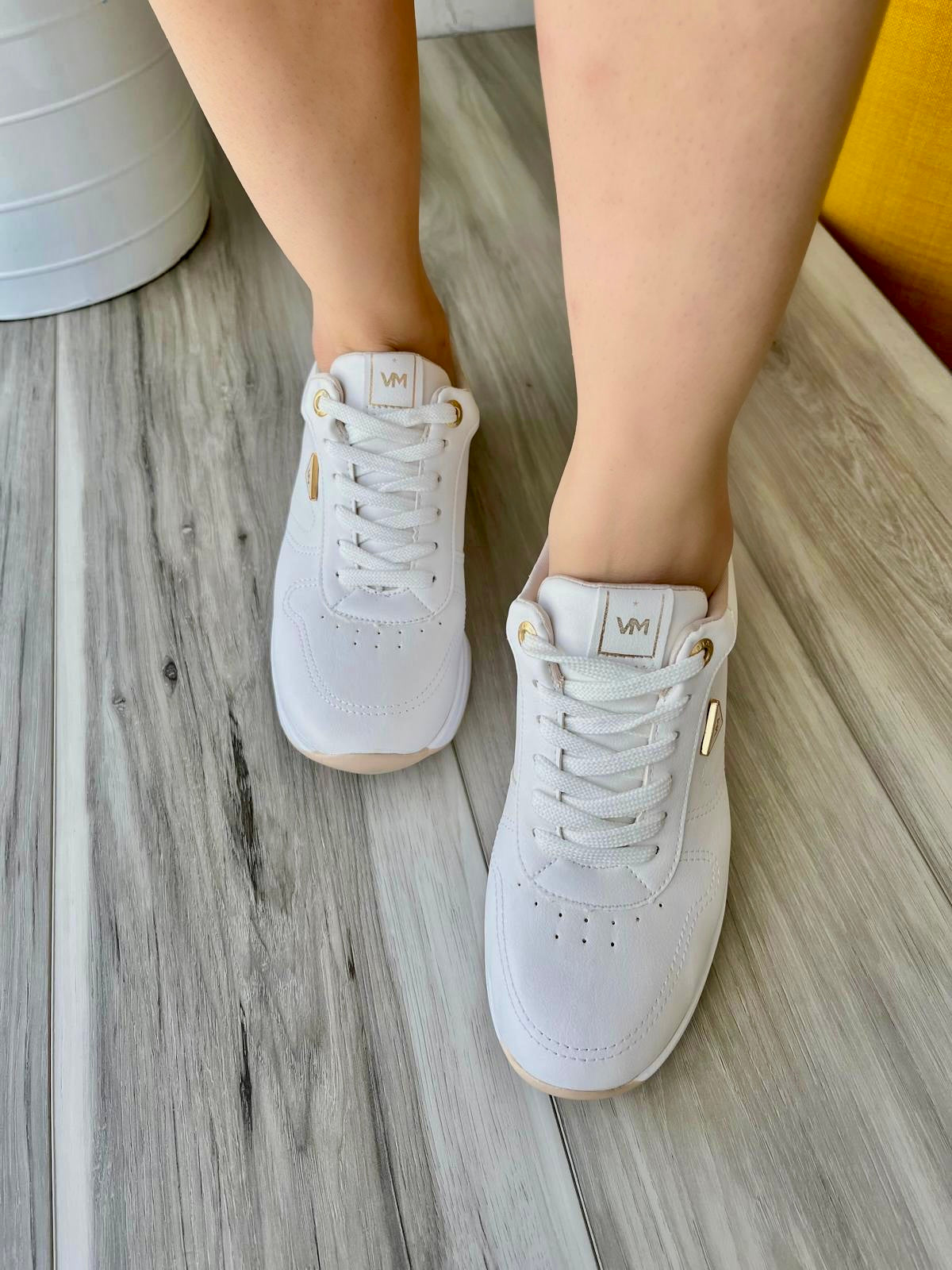 Matilde white/gold sneaker - Stela The Shoetique