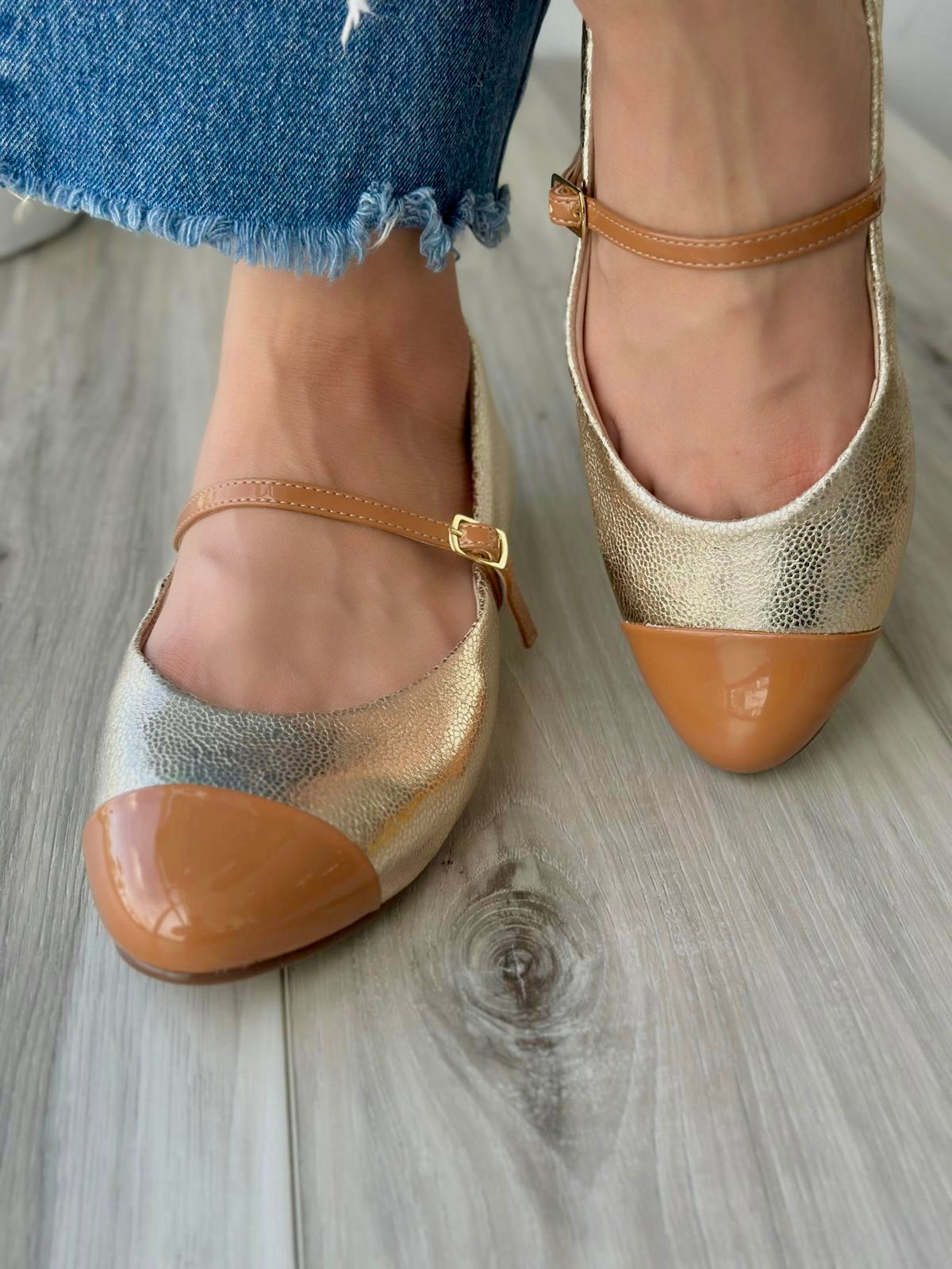 Natty gold ballerina 7,8 - Stela The Shoetique