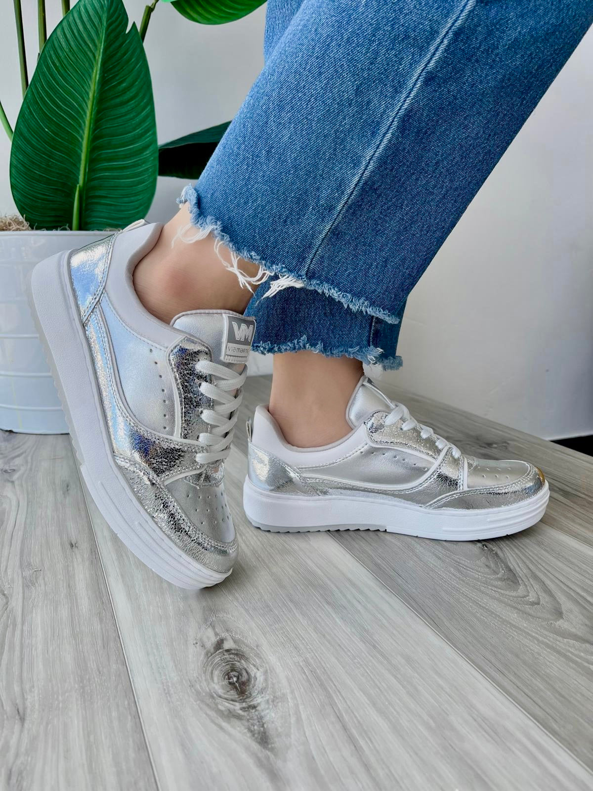 Pam silver sneaker size 6,8 - Stela The Shoetique
