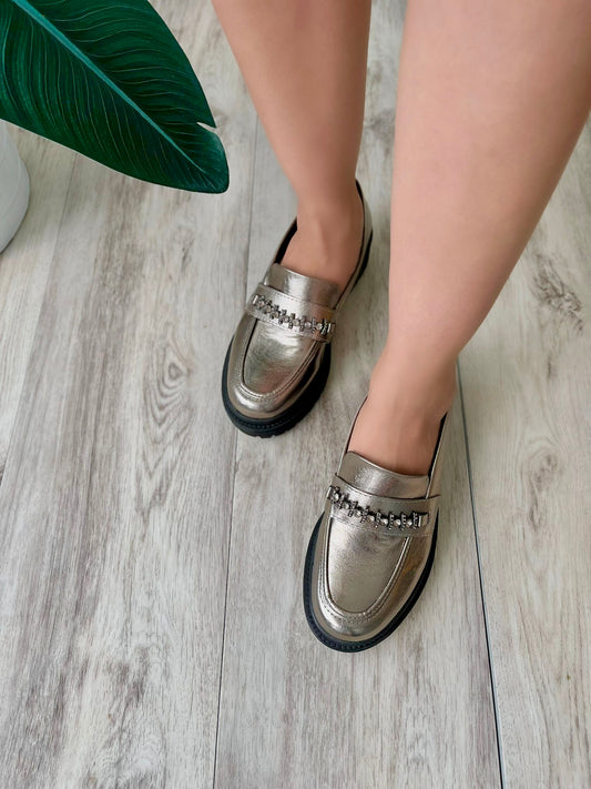 Mara pewter loafer 10 - Stela The Shoetique