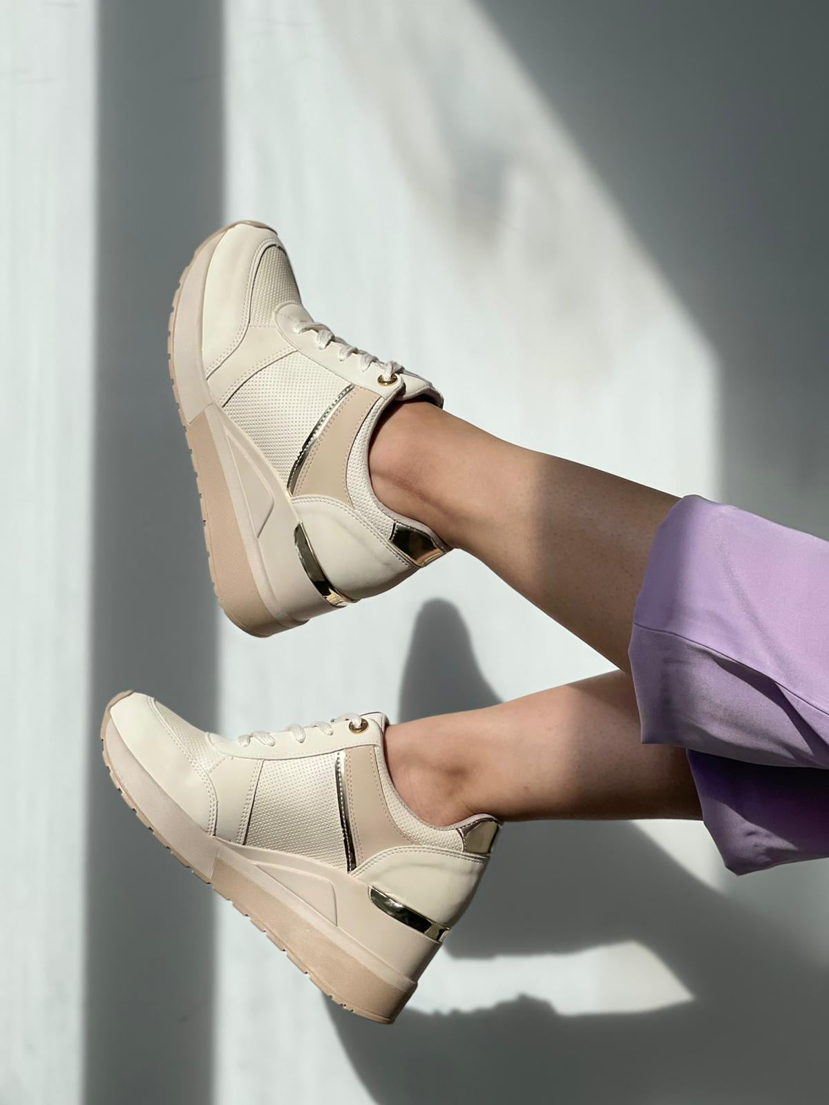Kami Off White/Gold Sneaker - Stela The Shoetique