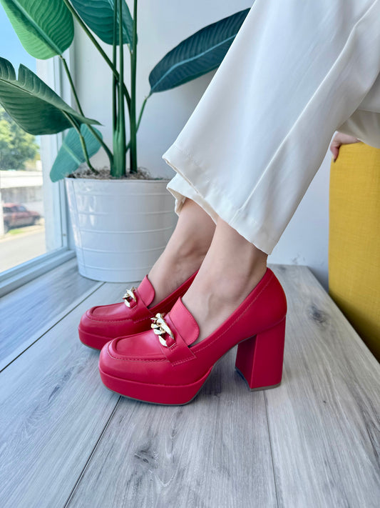 Vera red Loafer- 10 - Stela The Shoetique