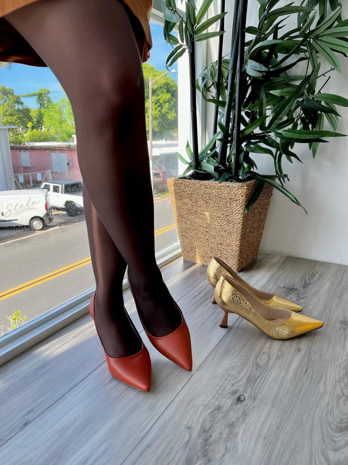 Karly orange heel 4,7,8 - Stela The Shoetique