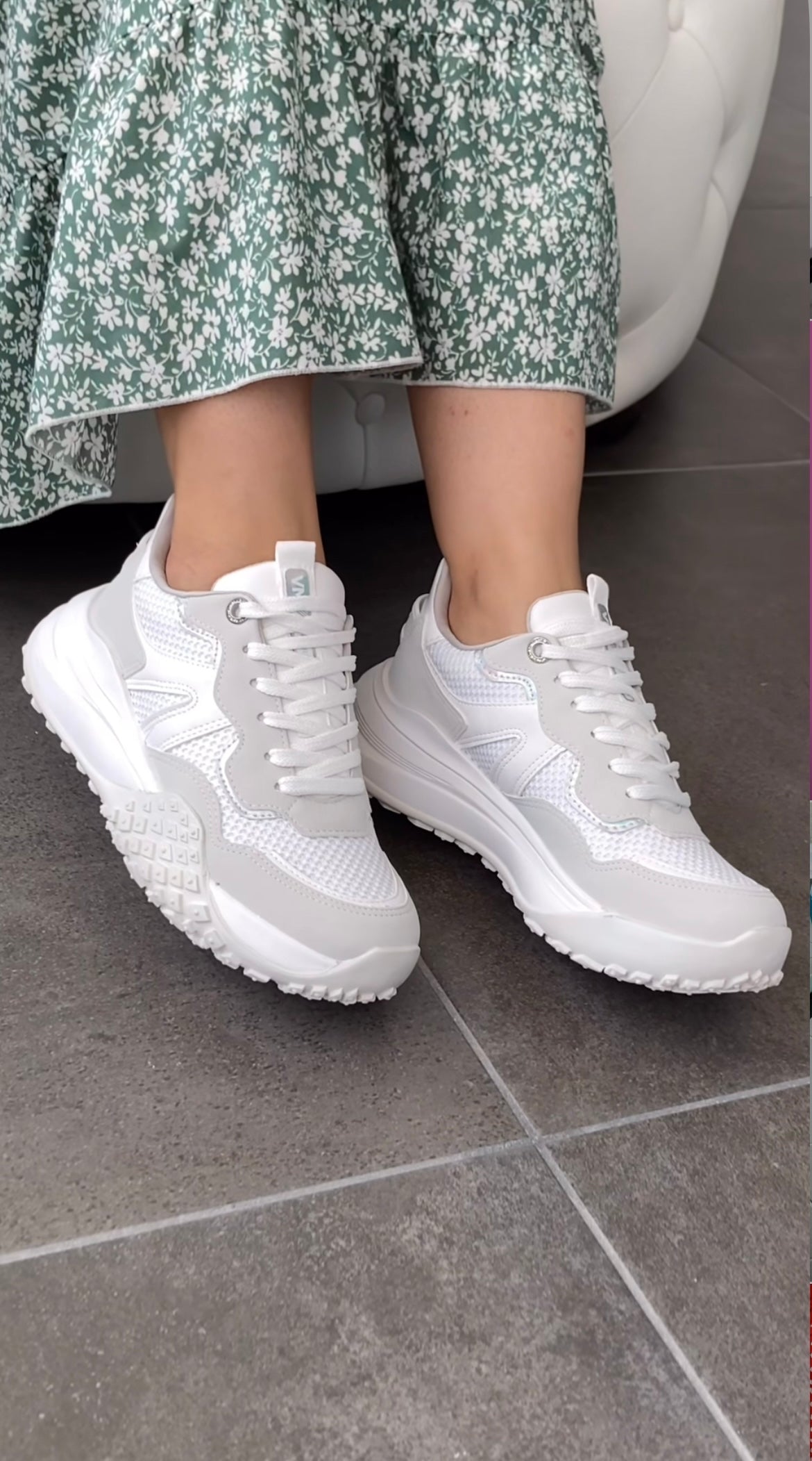 WHITE GREY SNEAKER 17901-02- FINAL SALE