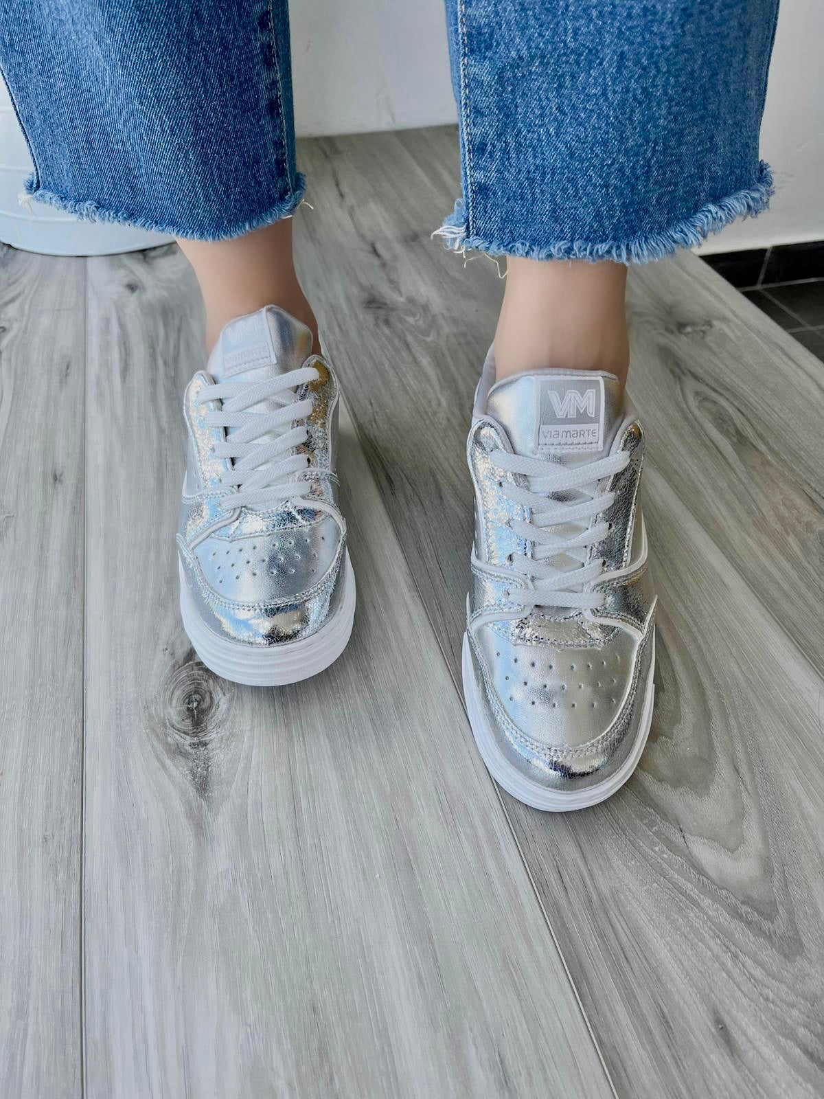 Pam silver sneaker size 6,8 - Stela The Shoetique