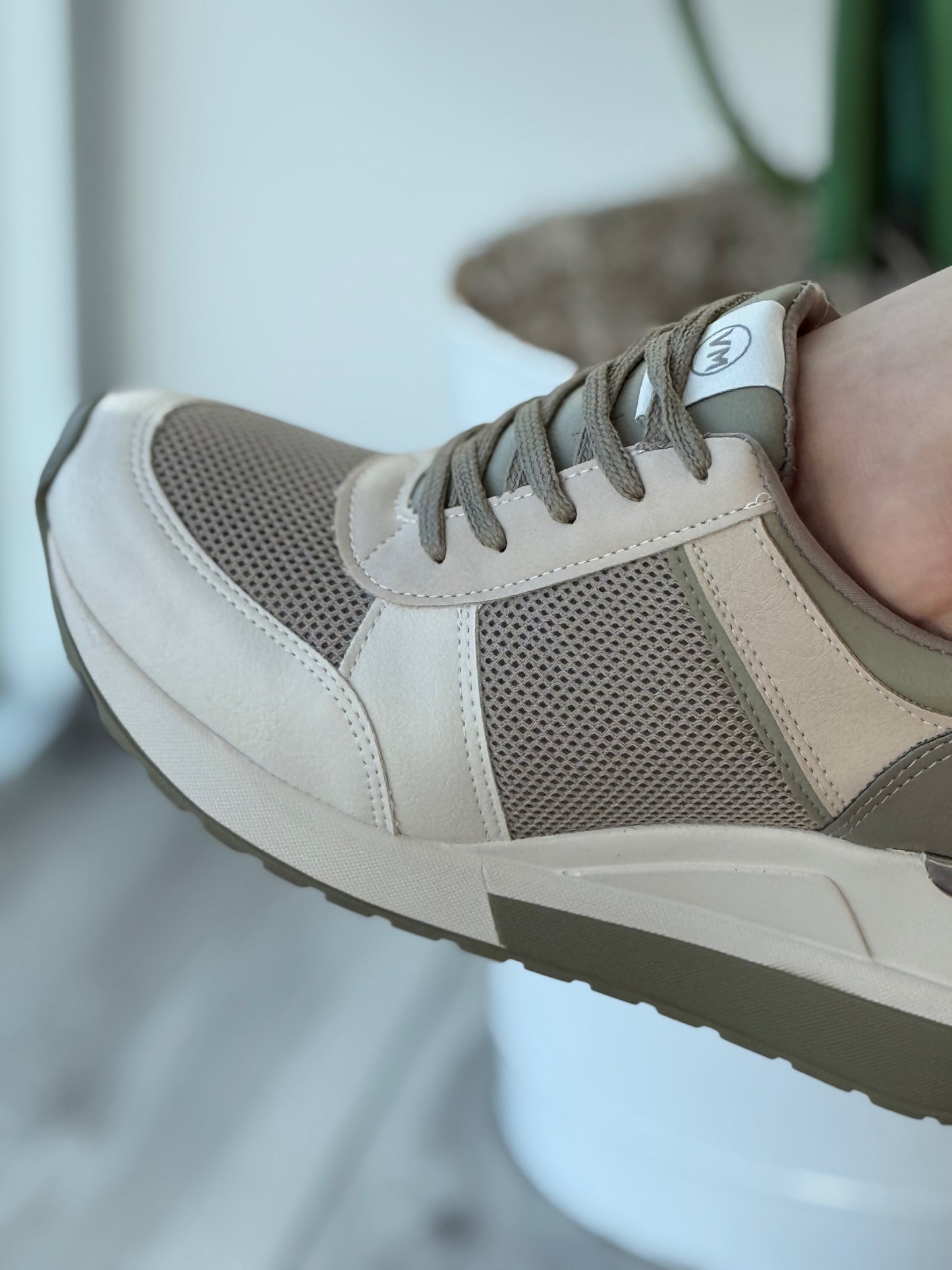 Gabrielle Militar Beige Heeled Sneaker - Stela The Shoetique