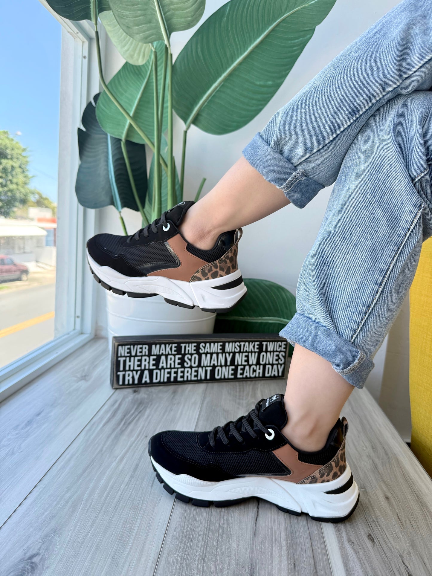 Flavia Leopard Black Sneaker - Stela The Shoetique