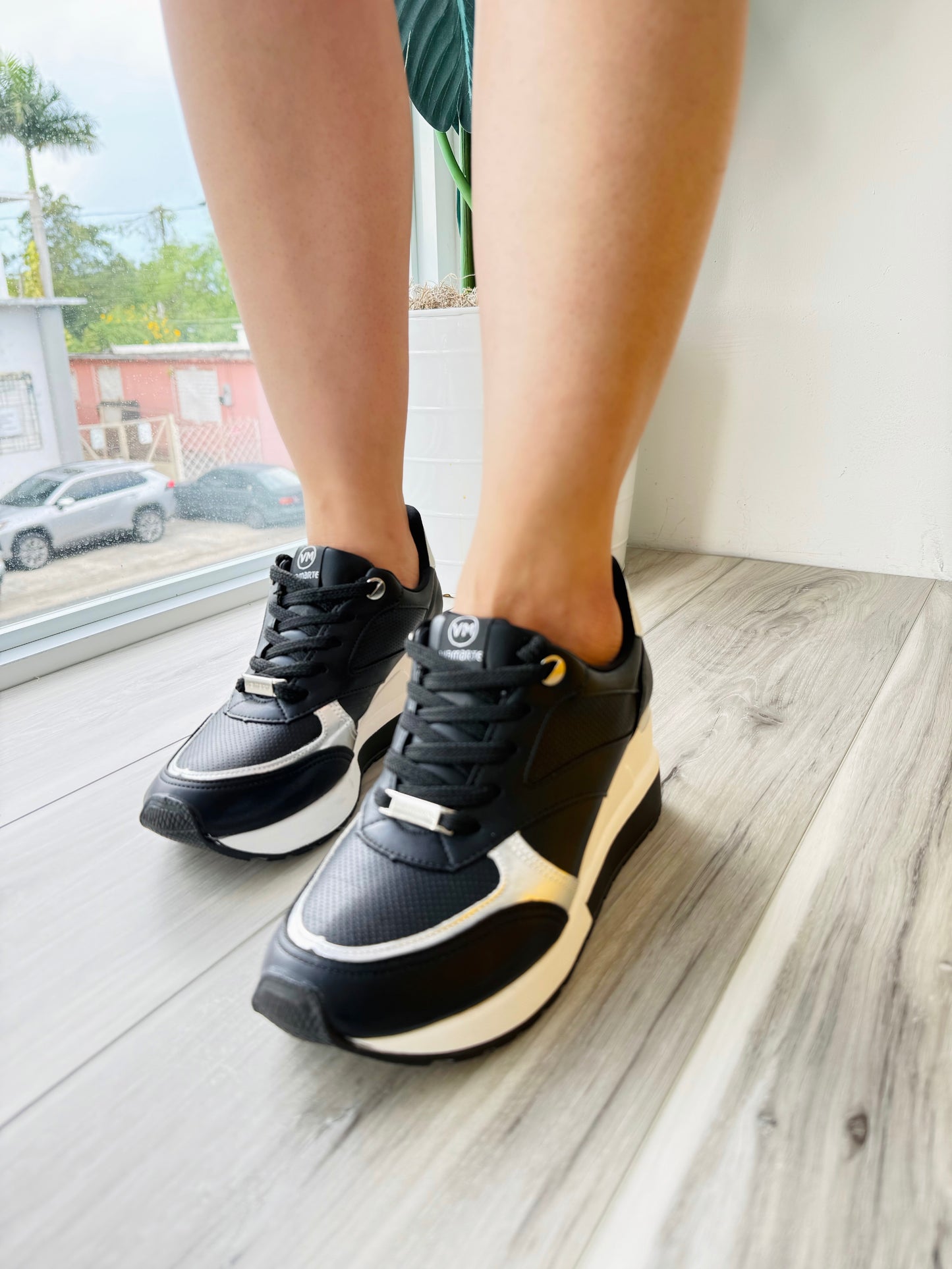 Teodora Black/Silver Heeled Sneaker - Stela The Shoetique