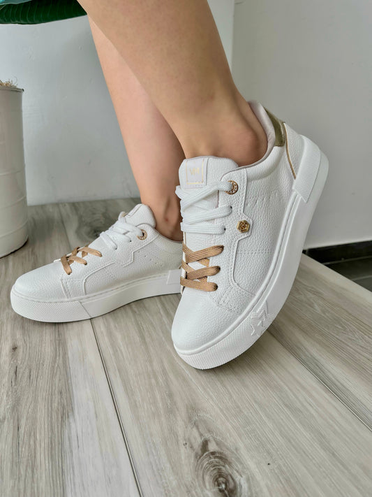 Fernanda white gold sneaker - Stela The Shoetique