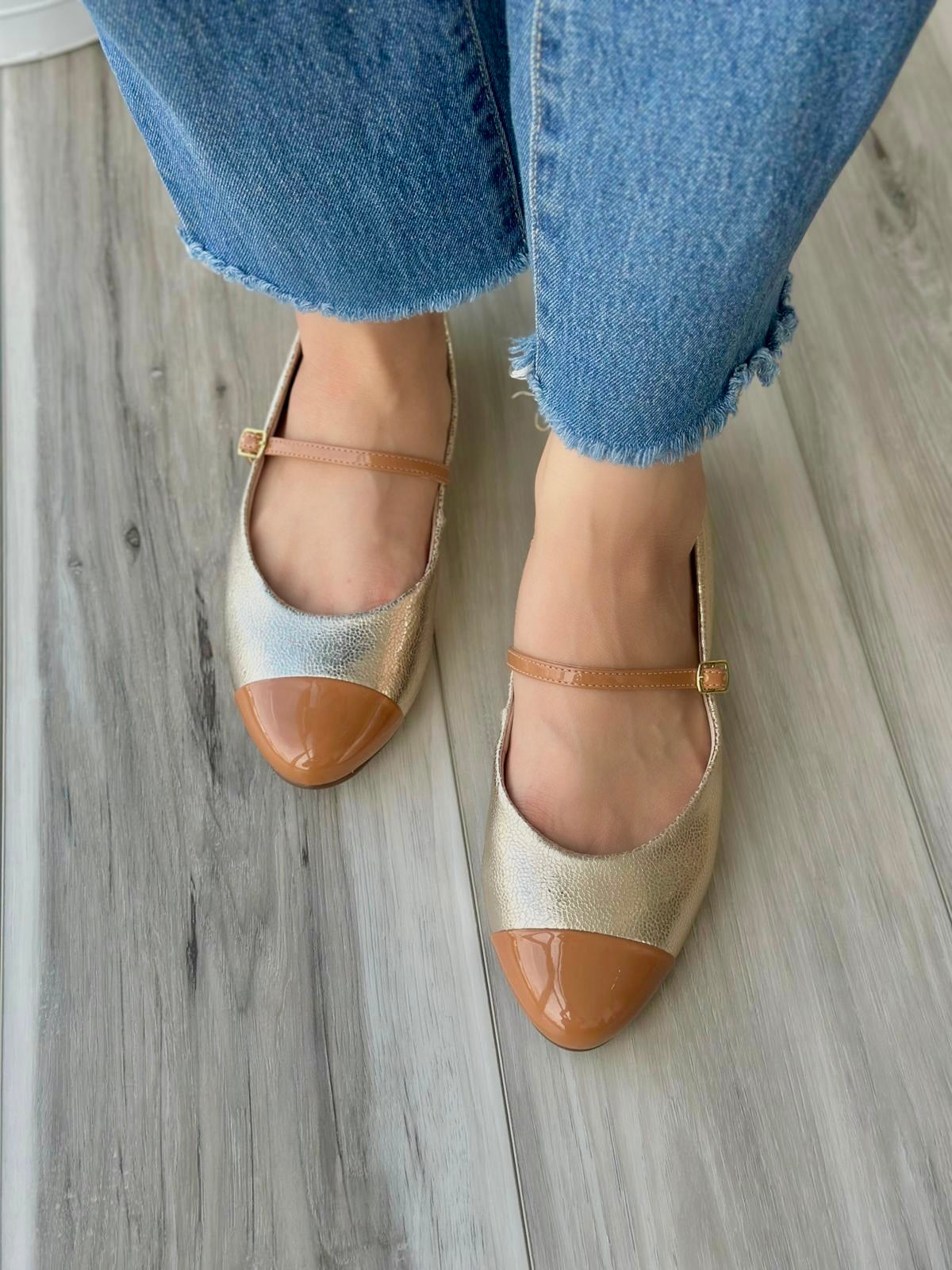 Natty gold ballerina 7,8 - Stela The Shoetique