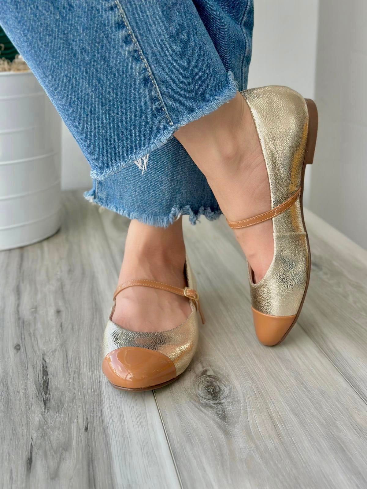 Natty gold ballerina 7,8 - Stela The Shoetique
