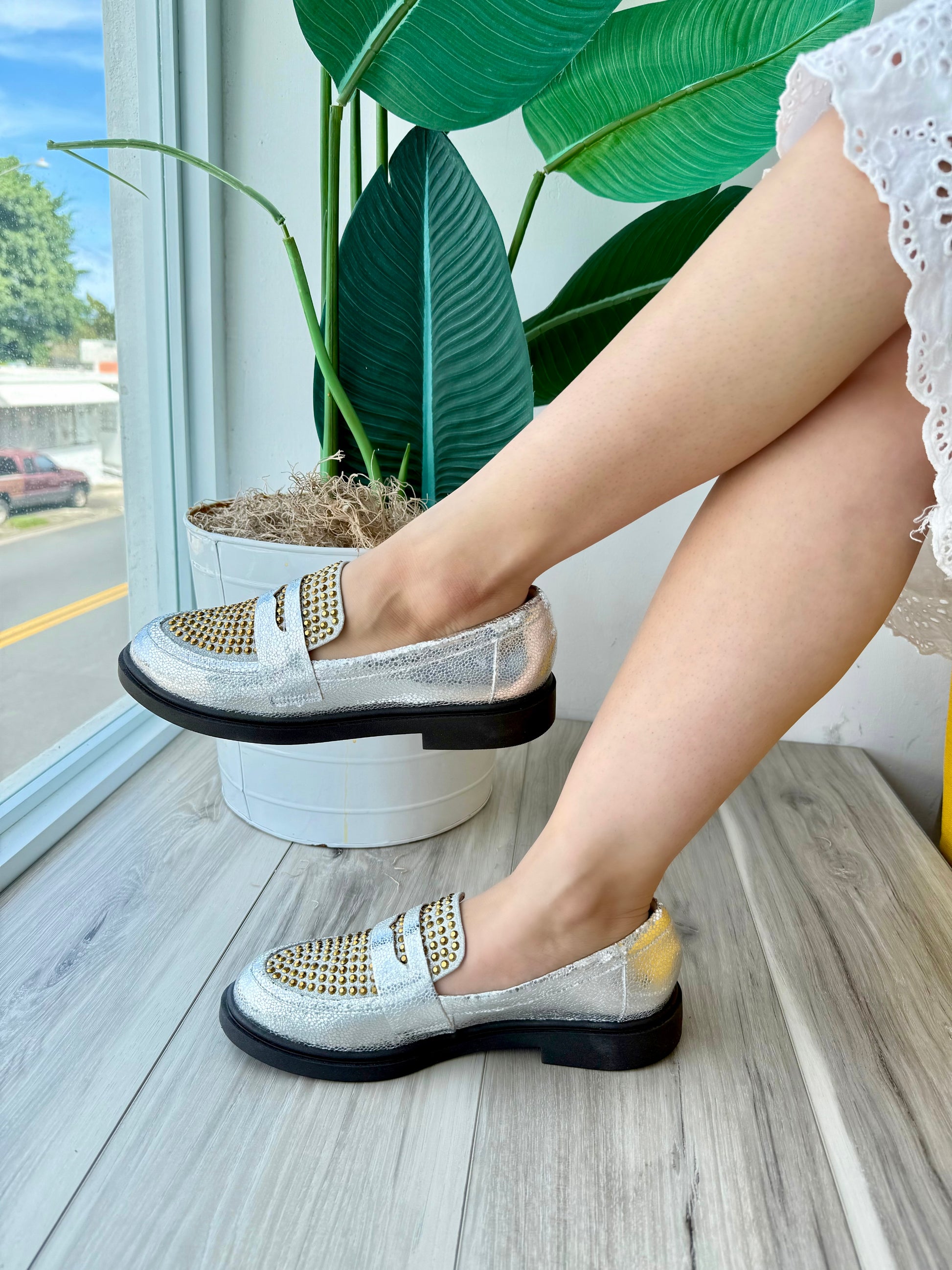 Gigi silver/gold loafer 8 - Stela The Shoetique