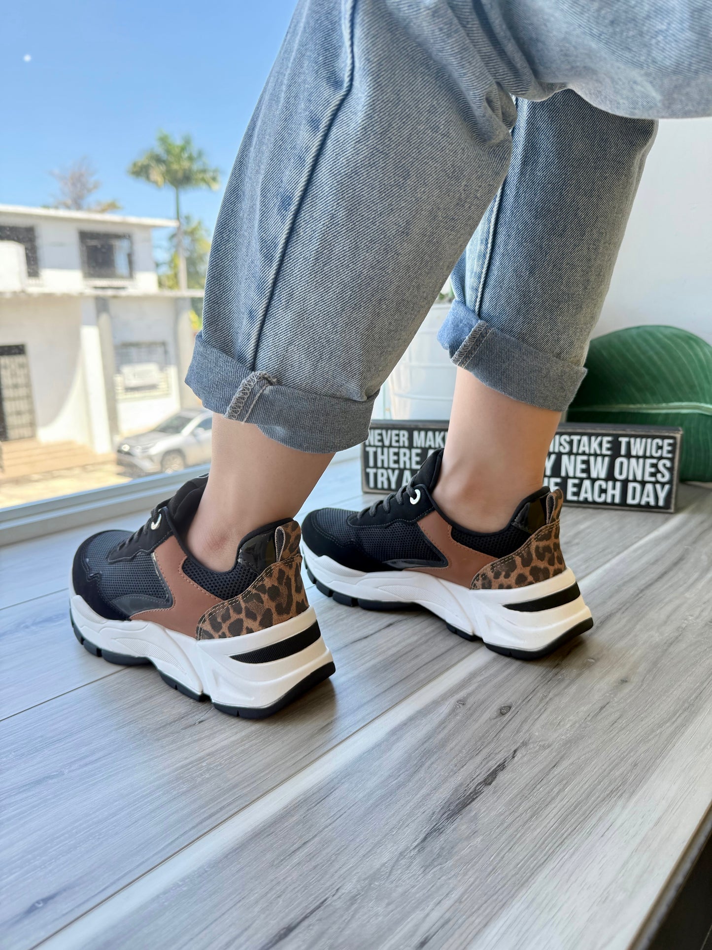 Flavia Leopard Black Sneaker - Stela The Shoetique