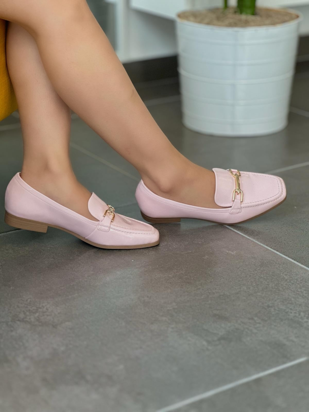 Patent  Leather  Pink  Flat Shoe 3161-07