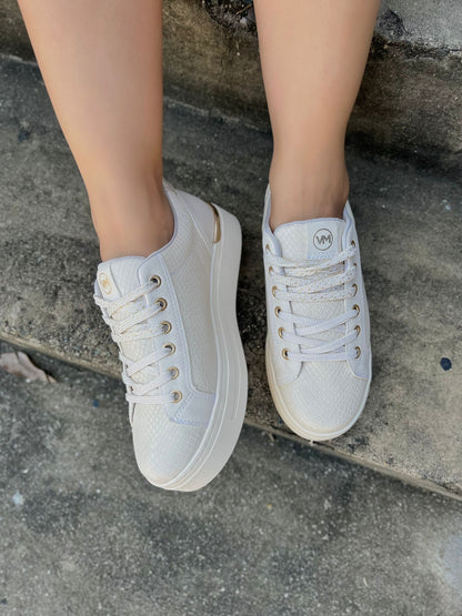 Silvina Off White Gold Sneaker - Stela The Shoetique