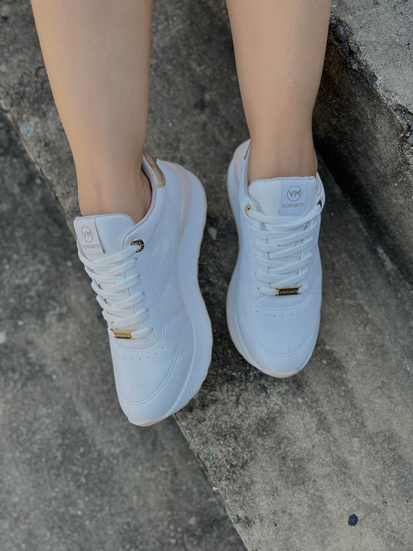 Manuela Mid High White Sneaker - Stela The Shoetique