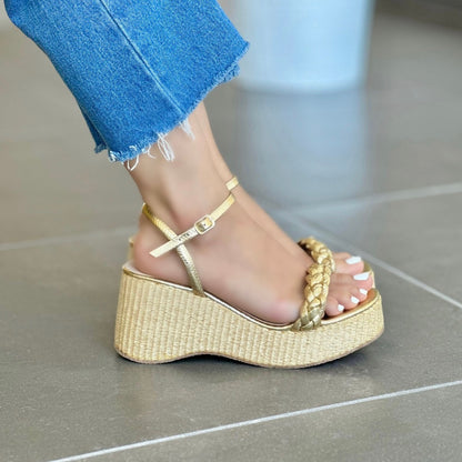 Renata gold wedge - Stela The Shoetique