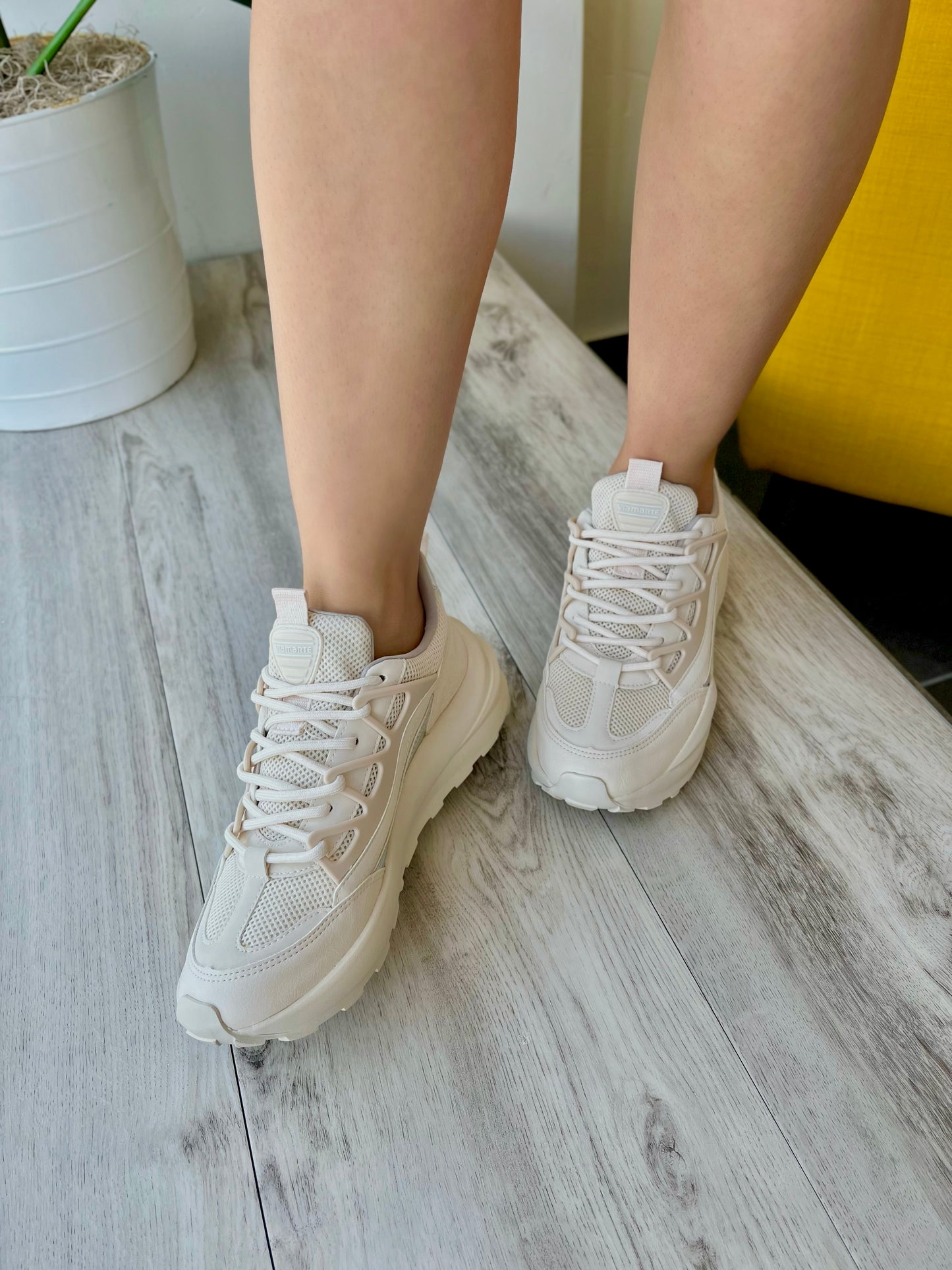 Eloisa Silver Detail Soft Beige Sneaker - Stela The Shoetique