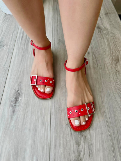 Logan red flat - Stela The Shoetique