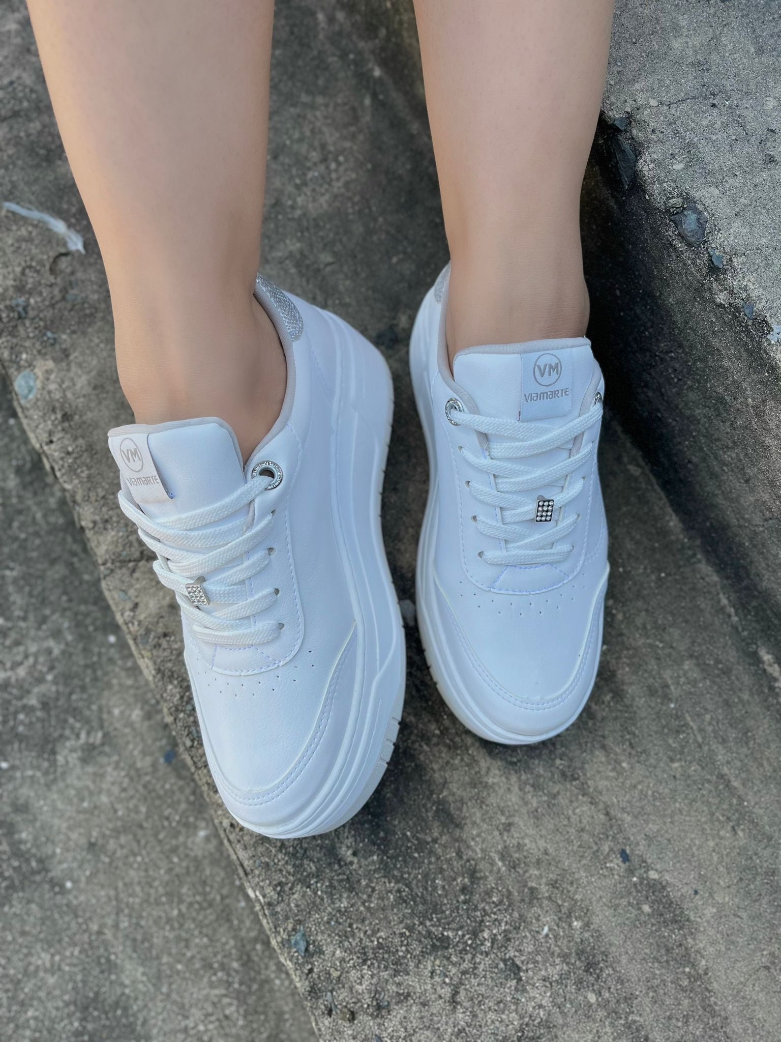 Doina Silver White Sneaker - Stela The Shoetique