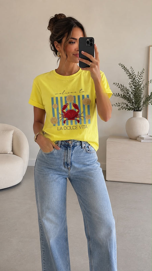 Crabby girl yellow t-shirt
