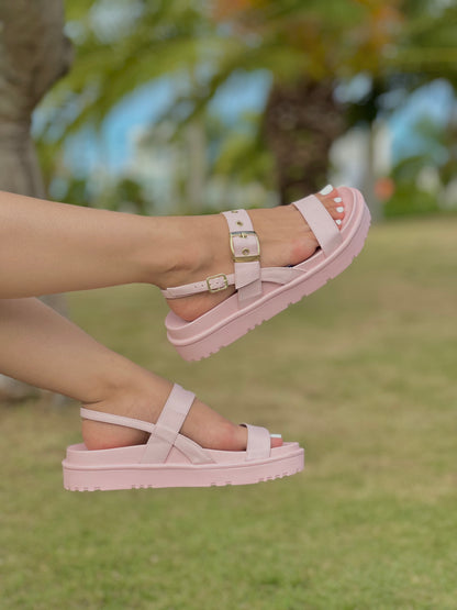 Amelie soft pink chunky flat 7,9,10 - Stela The Shoetique