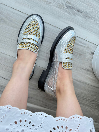 Gigi silver/gold loafer 8