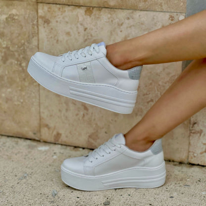 Yessy White grey Sneaker - Stela The Shoetique