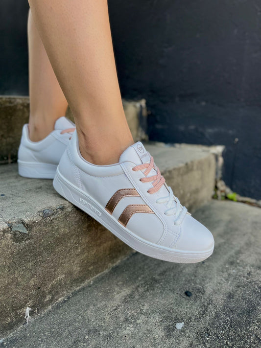 Celina white and rosegold low sneaker