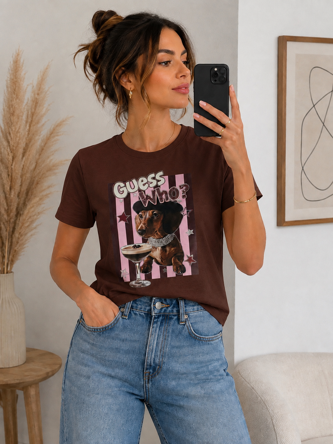 Guess Who pup brown t-shirt
