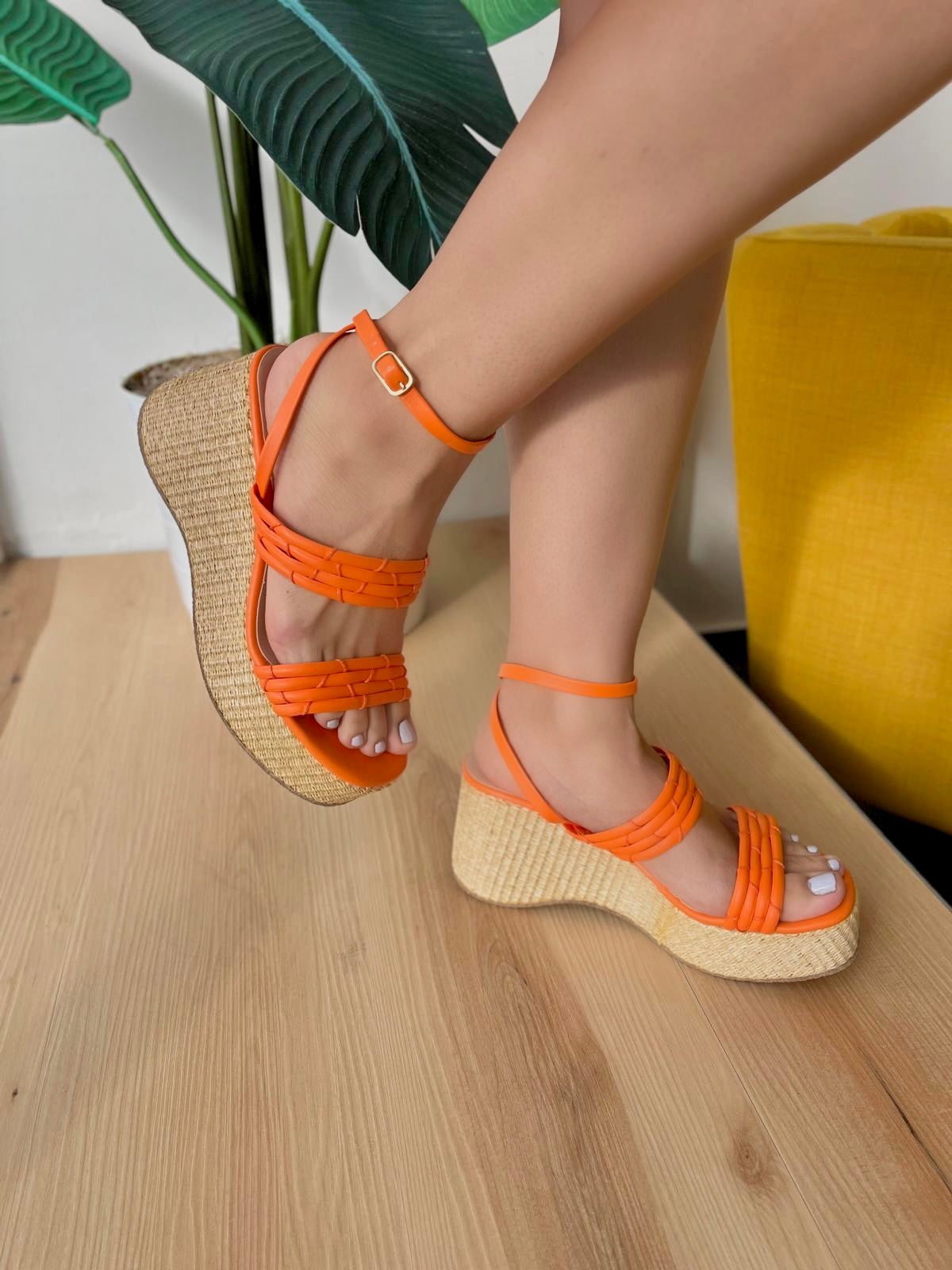 Elena orange wedge - Stela The Shoetique