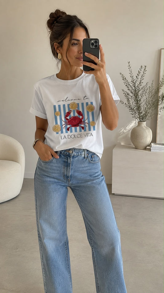 Crabby girl white t-shirt