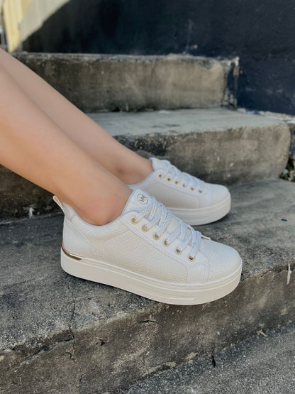 Silvina Off White Gold Sneaker - Stela The Shoetique