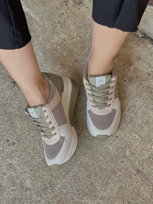 Gabrielle Militar Beige Heeled Sneaker