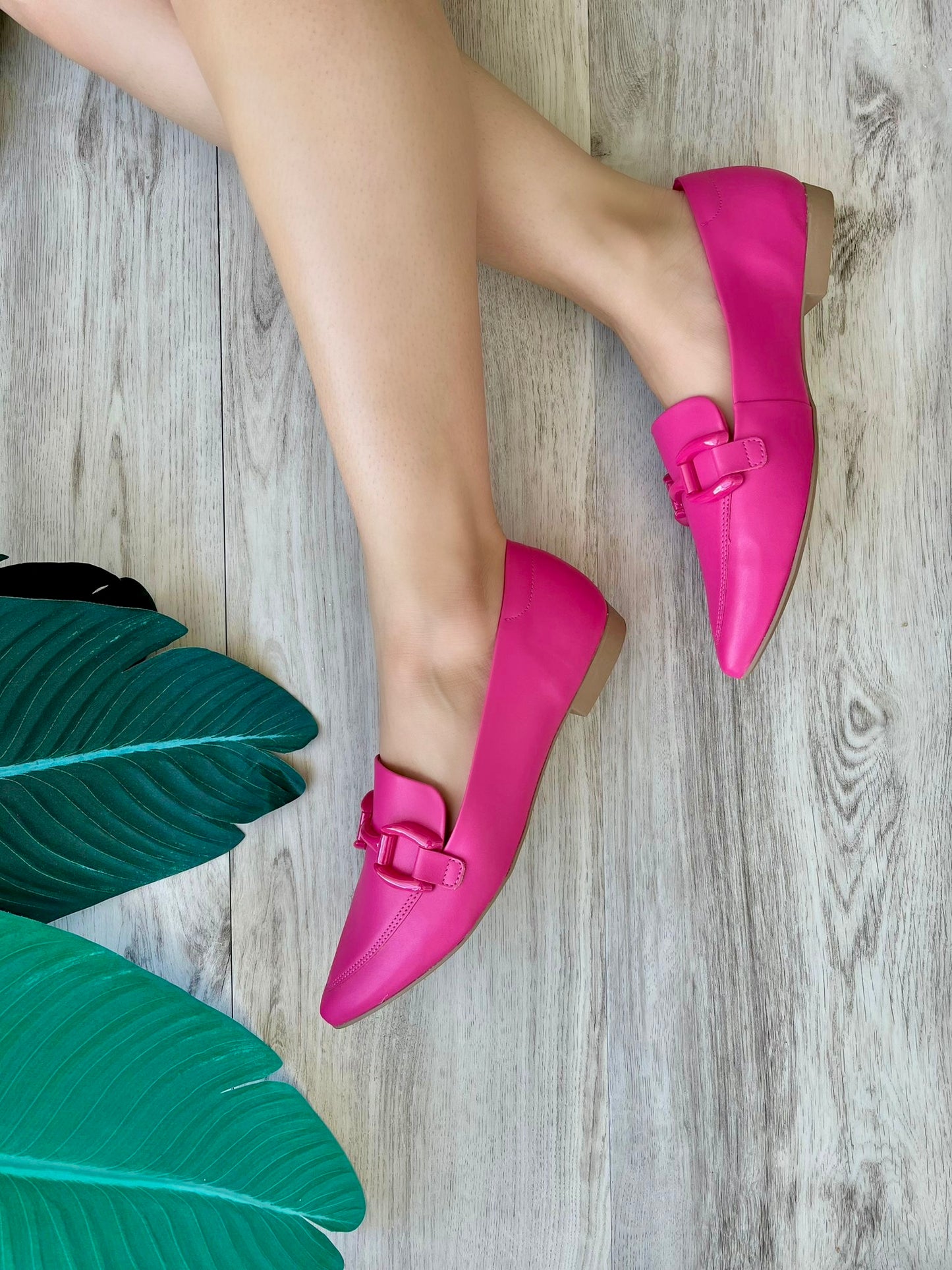 Amelia pink pointed toe flat shoe
