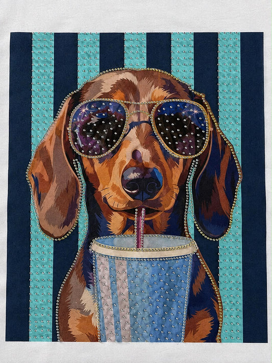 Rhinestone pup t-shirt