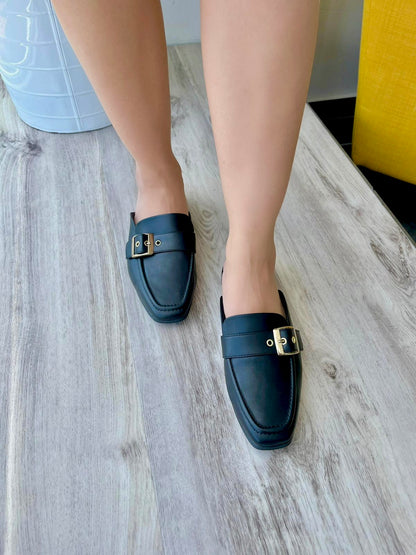 Aiden black mule