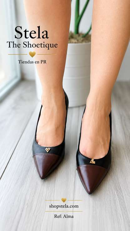 Alma black/brown heel