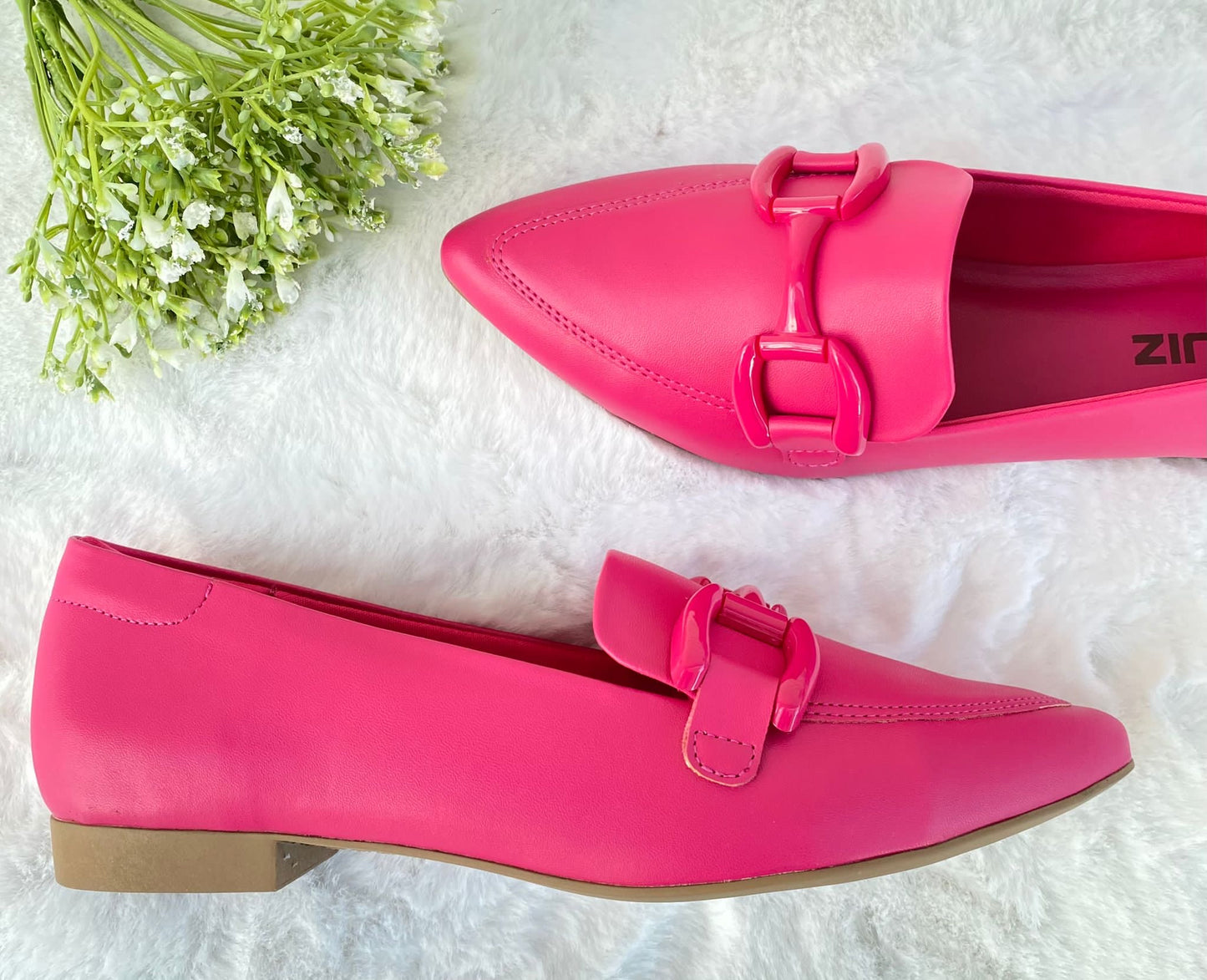 Amelia pink pointed toe flat shoe