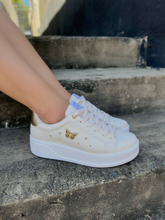 Carina butterfly studded off white sneaker