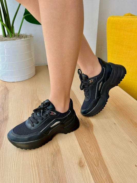 Trini Black Chunky Sneaker