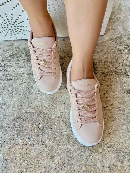 Genoveva Soft Beige Classic Platform Sneaker - Stela The Shoetique