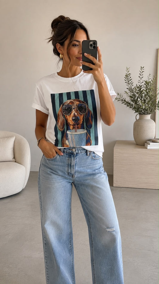 Rhinestone pup t-shirt