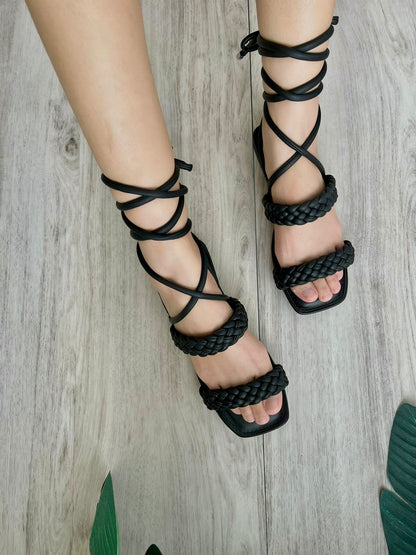 Dinna Black Sandal - Stela The Shoetique