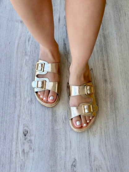 Greicy gold Flat size 8 - Stela The Shoetique